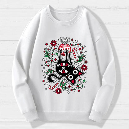 Christmas Cat Butt Geek Cotton Sweatshirt