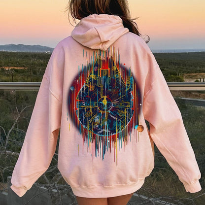 The Neon Falcon Printed Back Cotton Hoodie