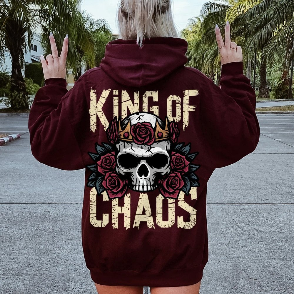 King Of Chaos Printed Back Cotton Hoodie