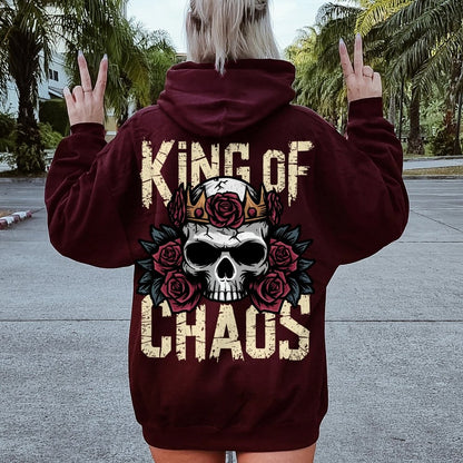 King Of Chaos Printed Back Cotton Hoodie