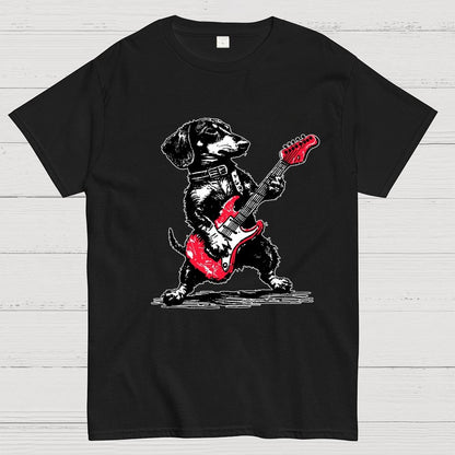 Dachshund Weenie Playing Guitar Geek T-Shirt