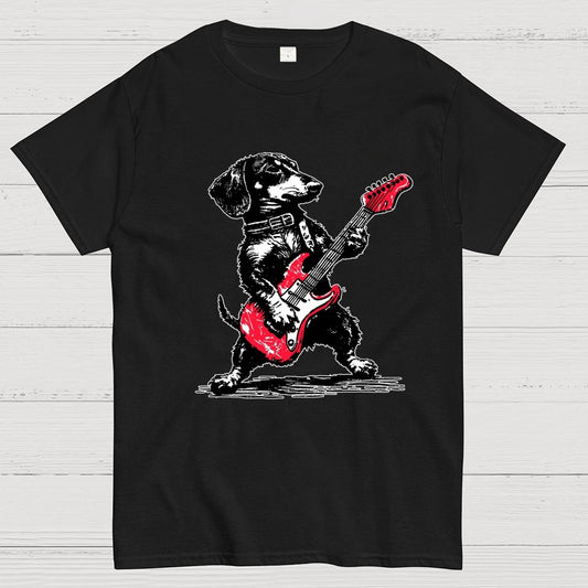 Dachshund Weenie Playing Guitar Geek T-Shirt