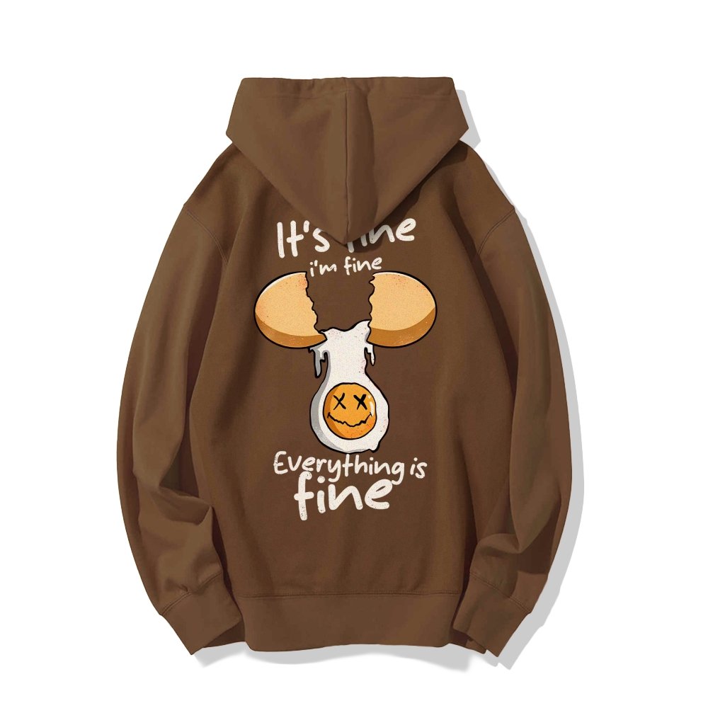 Everything is fine Printed Back Unisex Cotton Hoodie