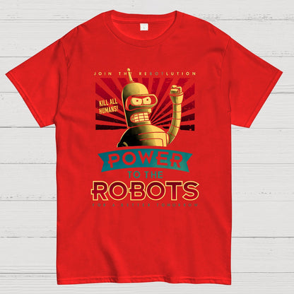 Power To The Robots Geek T-Shirt