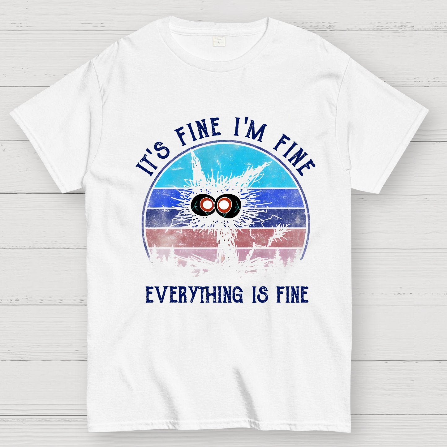 It ‘s Fine I am Fine Everything Is Fine Funny Black cat Geek T-Shirt