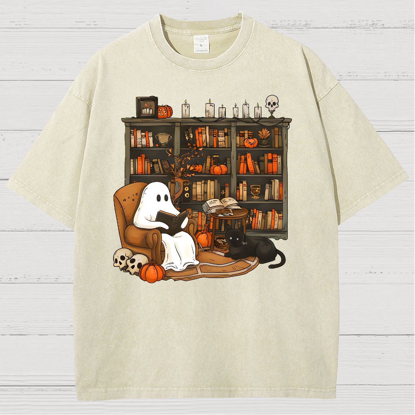 Retro Ghost Reading Books Sweatshirt Vintage Distressed T-shirt