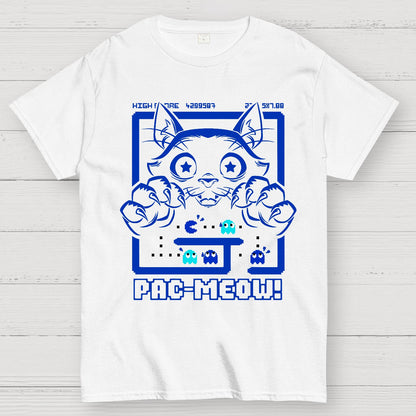 Vintage Game Cat Attack Pac Meow Geek T-Shirt