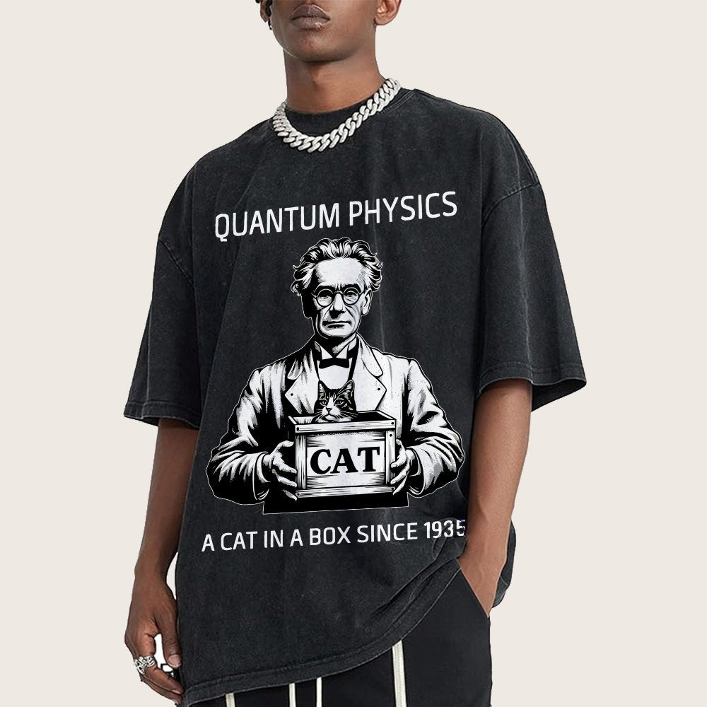 Schrödinger's Cat Quantum Vintage Distressed T-shirt