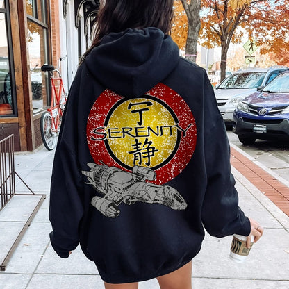 Firefly Mysterious Spacecraft Printed Back Cotton Hoodie