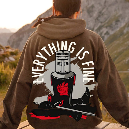 Everything Is Fine Printed Back Cotton Hoodie