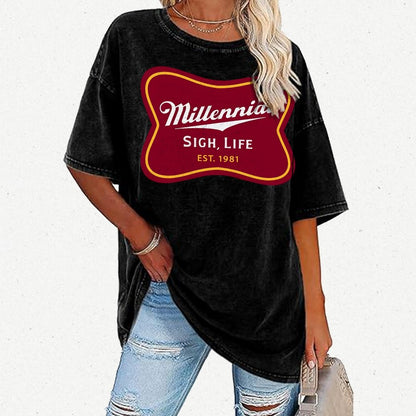 Millennial Sigh Life Vintage Distressed T-shirt