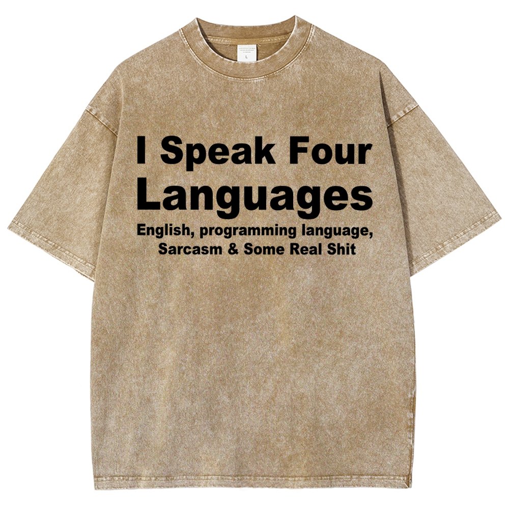 Speak Four Languages Vintage Distressed T-shirt