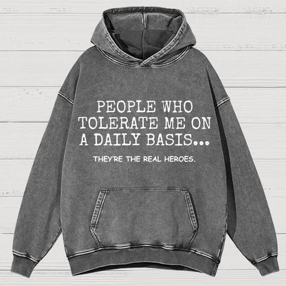 People Who Tolerate Me On A Daily Basis Sarcasm Vintage Distressed Hoodie