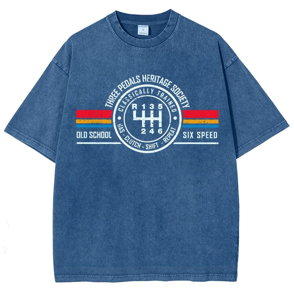Three Pedals Heritage Society Vintage Distressed T-shirt