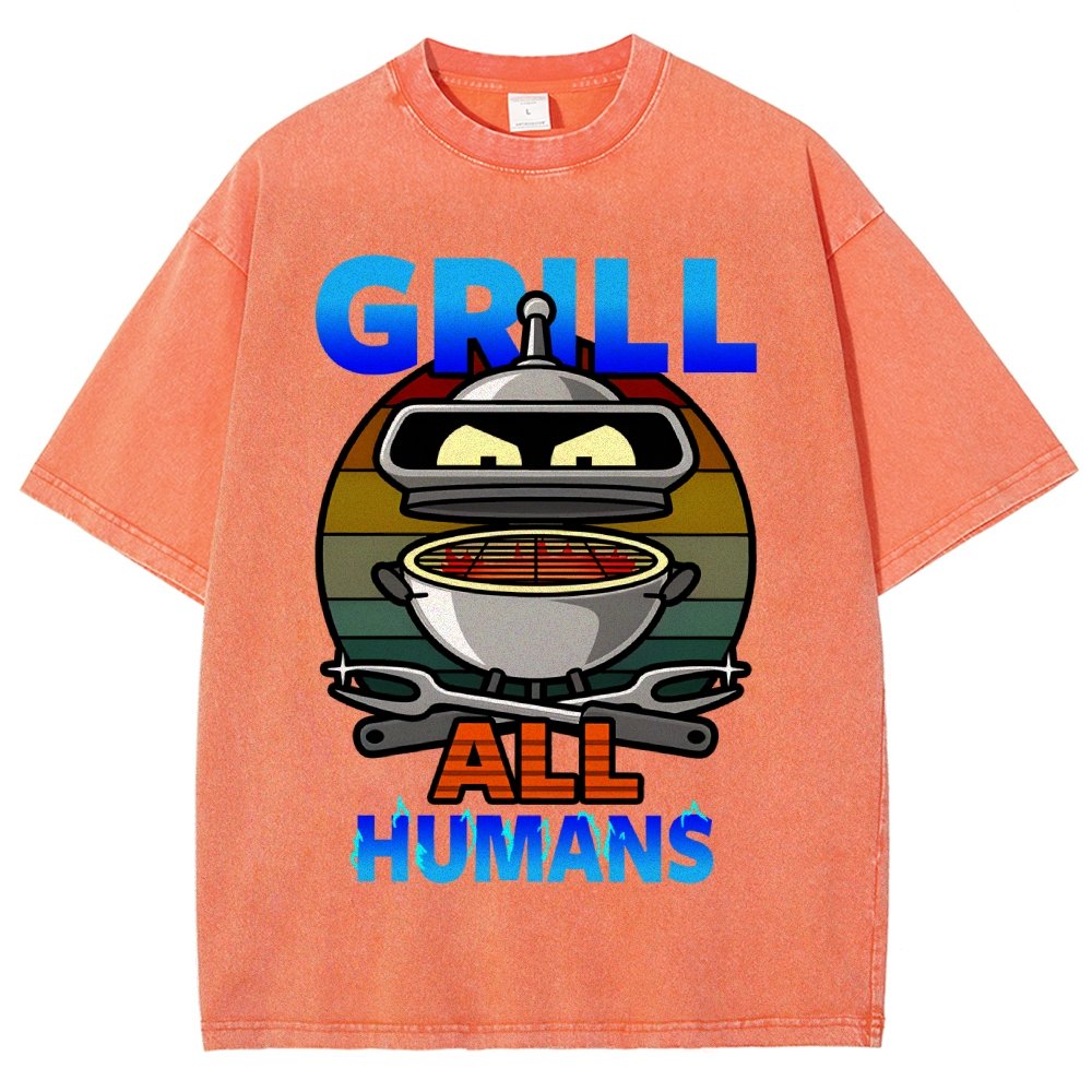 Grill All Humans Vintage Distressed T-shirt