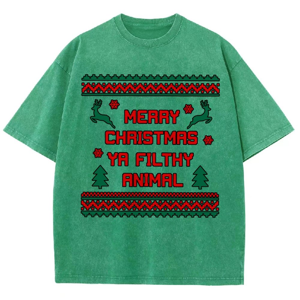 Merry Christmas Ya Filthy Animal funny Vintage Distressed T-shirt