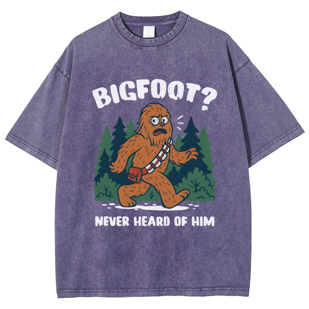 Bigfoot Never Heard Of Him Vintage Distressed T-shirt