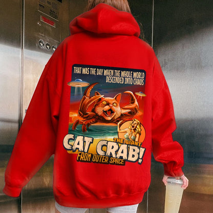The Giant Cat Crab Geek Printed Back Cotton Hoodie