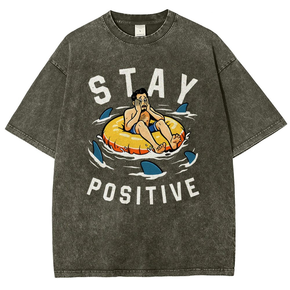 Try to Stay Positive! Vintage Distressed T-shirt