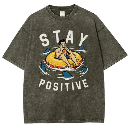Try to Stay Positive! Vintage Distressed T-shirt