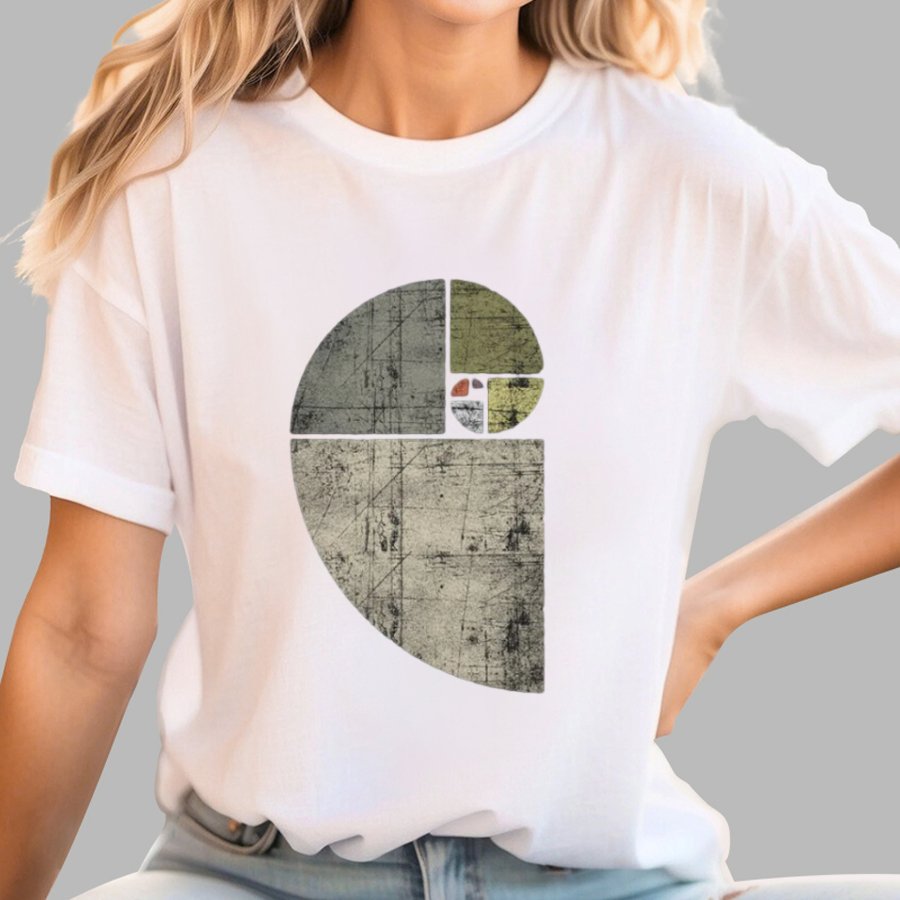 Distressed Fibonacci Spiral Geek Graphic T-Shirt