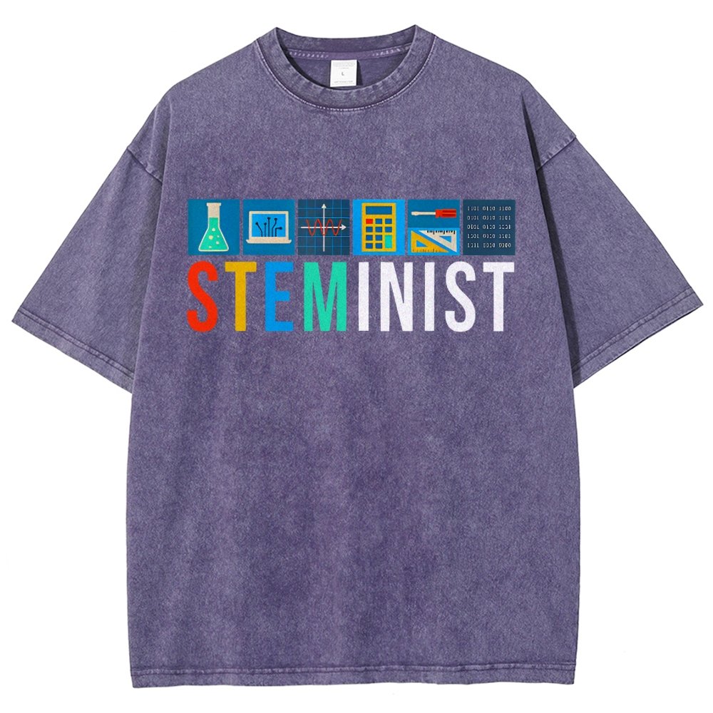 Steminist Science Technology Engineering Math STEM Vintage Distressed T-shirt
