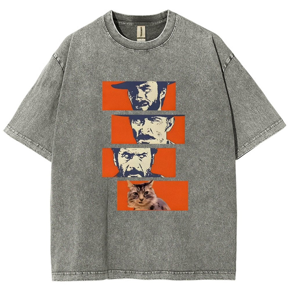 Buono Brutto Cattivo And Cat Vintage Distressed T-shirt