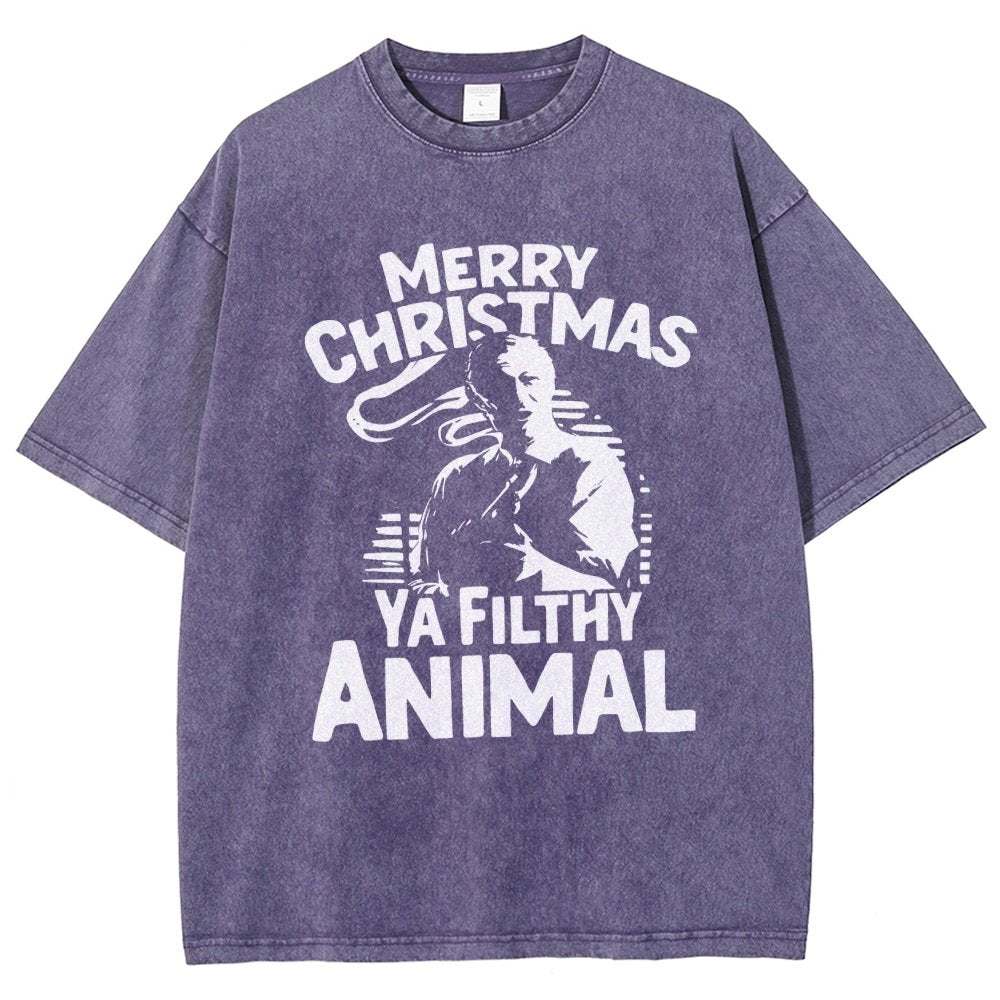 Merry Christmas Ya Filthy Animal Vintage Distressed T-shirt