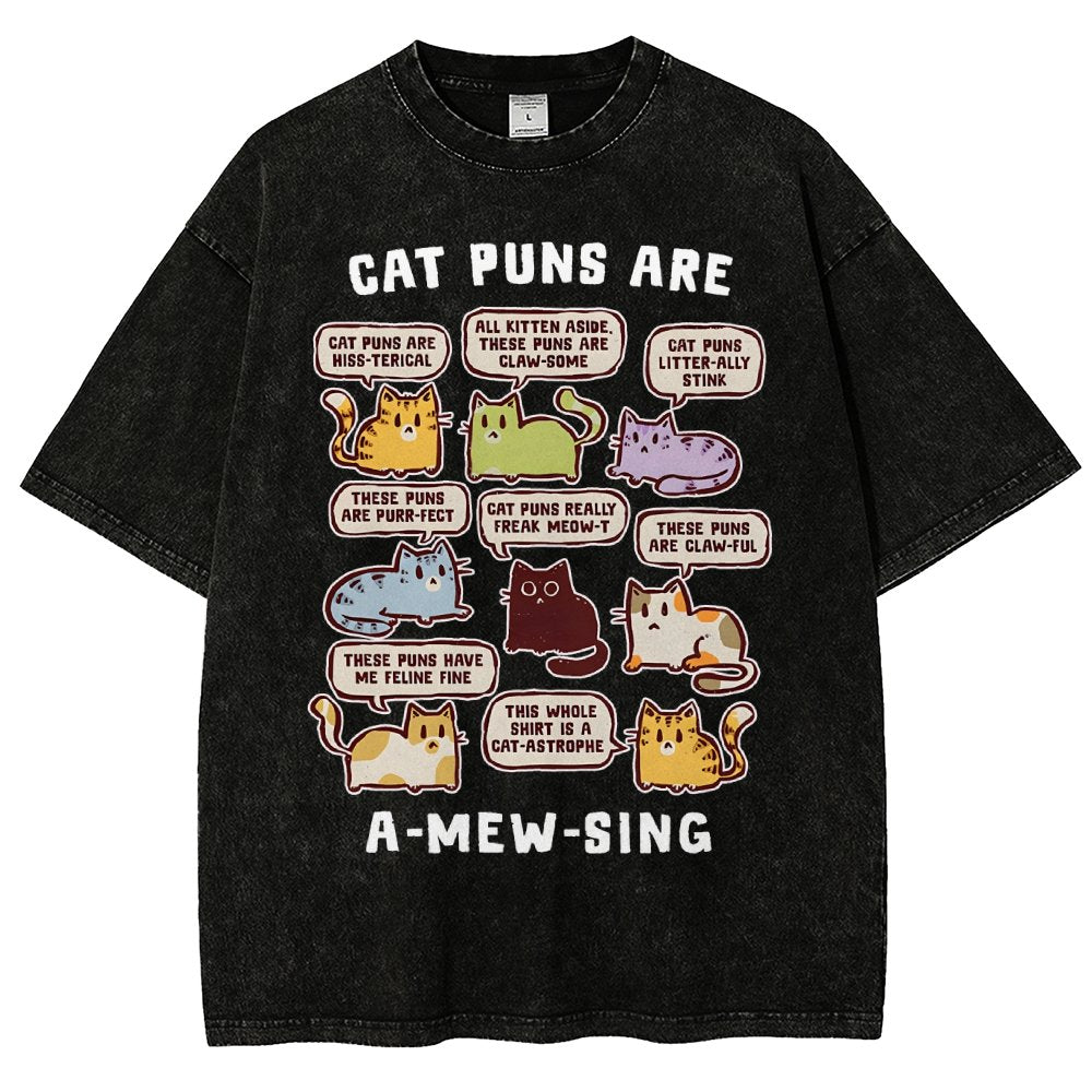 Cat Puns Are A-Mew-sing Vintage Distressed T-shirt