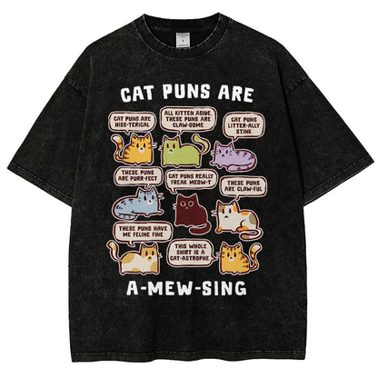 Cat Puns Are A-Mew-sing Vintage Distressed T-shirt
