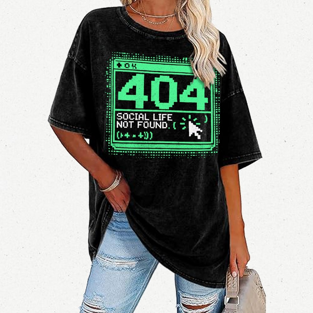 404 Social Life Not Found Vintage Distressed T-shirt