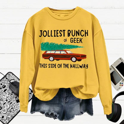 Jolliest Bunch Of Geek Christmas Cotton Pullover Sweatshirt