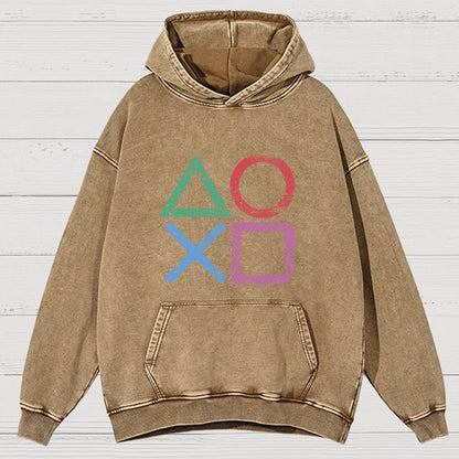 Gaming symbols Geeky Vintage Distressed Hoodie
