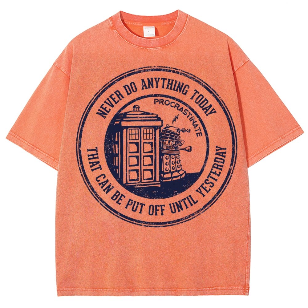 Time Travel Procrastination Vintage Distressed T-shirt