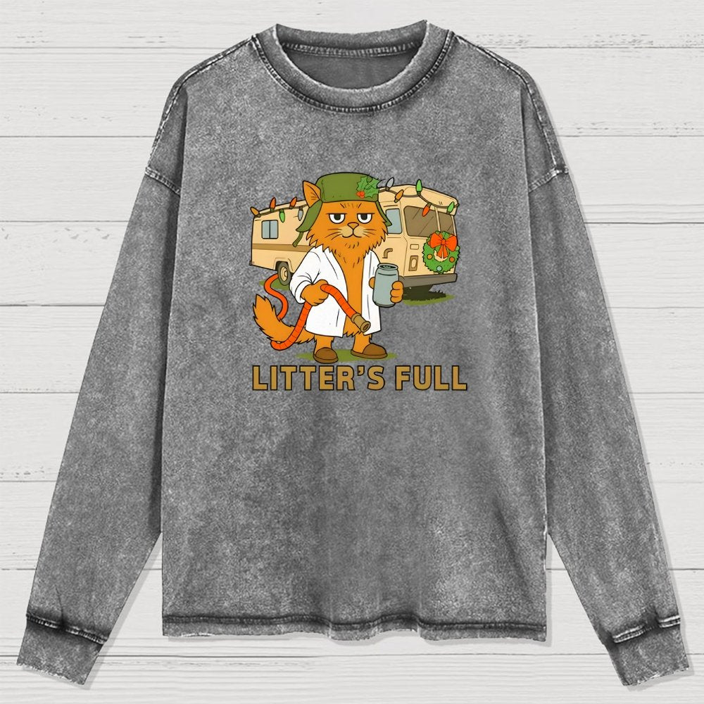 Christmas Shitters Full Cat Washed Long Sleeve Tee