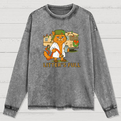 Christmas Shitters Full Cat Washed Long Sleeve Tee
