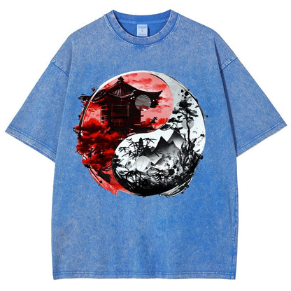Temple Yin yang Vintage Distressed T-shirt