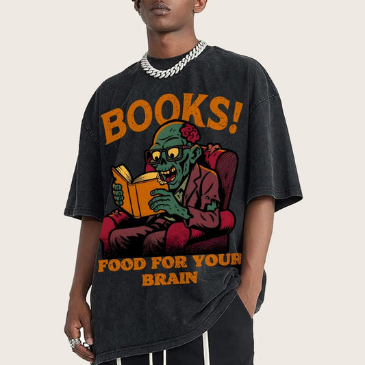 Books! Food For Your Brain Vintage Distressed T-shirt