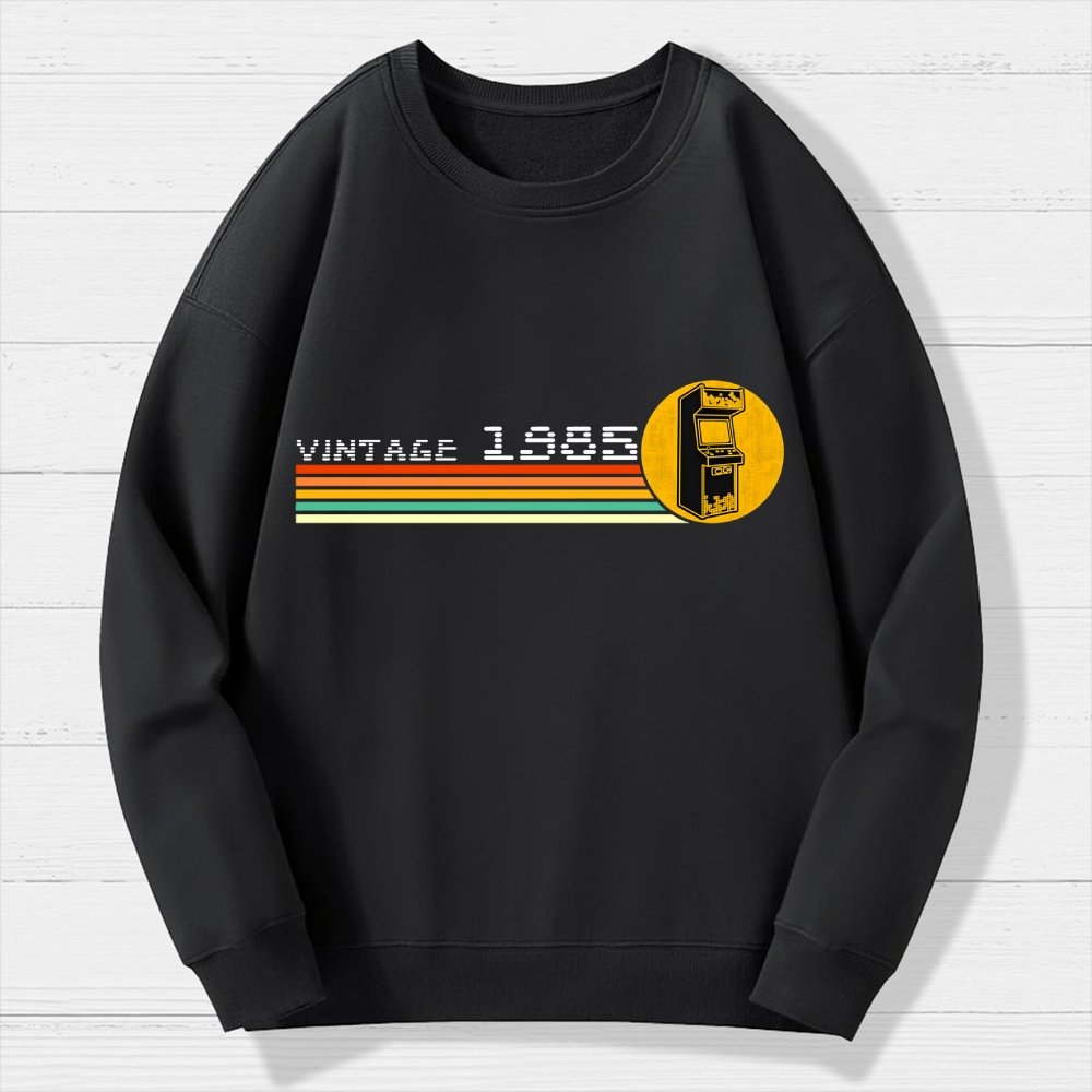 1985 Video Game Vintage Retro Arcade Classically Trained 80s Geek Cotton Sweatshirt