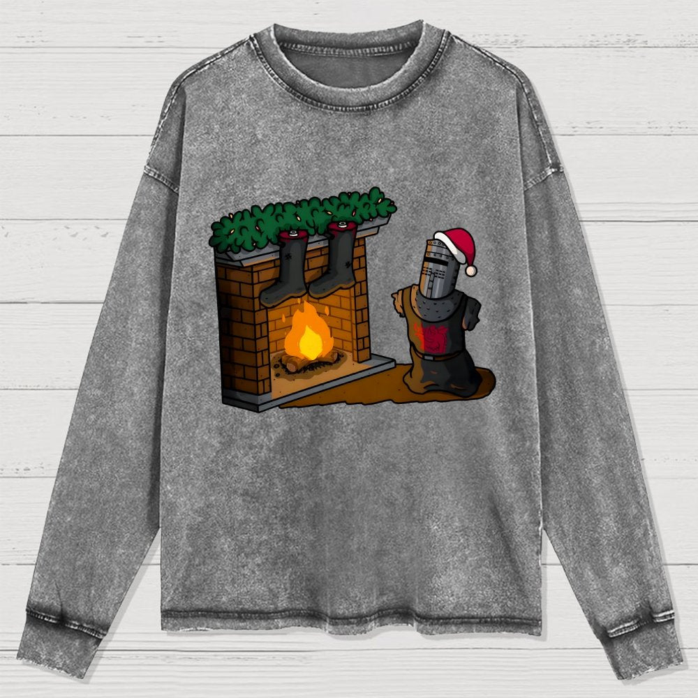 Black Knight Christmas Washed Long Sleeve Tee