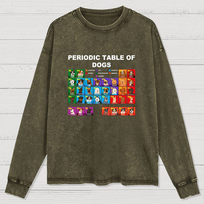 Periodic Table Of Dogs Dog Lover  Funny Science Washed Long Sleeve Tee