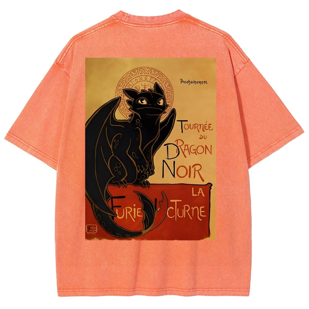 Le Dragon Noir Back Washed T-Shirt