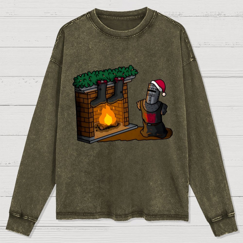 Black Knight Christmas Washed Long Sleeve Tee