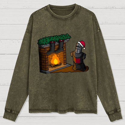 Black Knight Christmas Washed Long Sleeve Tee