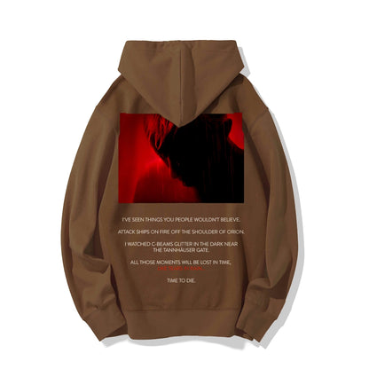Tears in Rain-Tears in Red-Time to Die Printed Back Cotton Hoodie