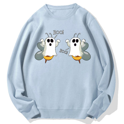 Ghost Bees Saying Boo Funny Halloween Geek Cotton Sweatshirt