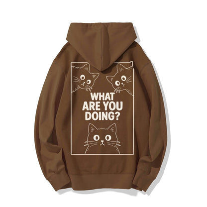 What Are You Doing Printed Back Unisex Cotton Hoodie