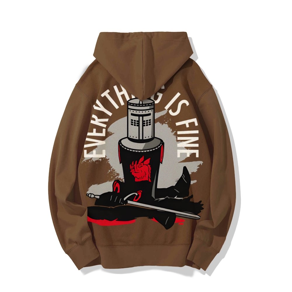 Everything Is Fine Printed Back Cotton Hoodie