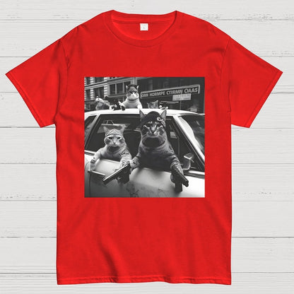 Funny Cat Gang Vintage Unisex Geek T-Shirt
