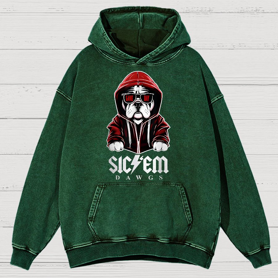 Bulldogs Football Spirit Game Day Retro Sports Vintage Distressed Hoodie